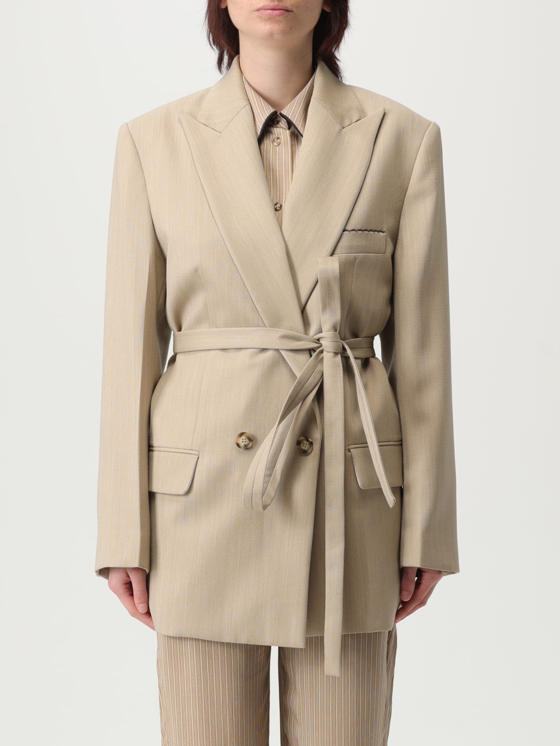 VICTORIA VICTORIA BECKHAM BLAZER: Blazer lungo Victoria Victoria Beckham in lana, Beige - Img 1