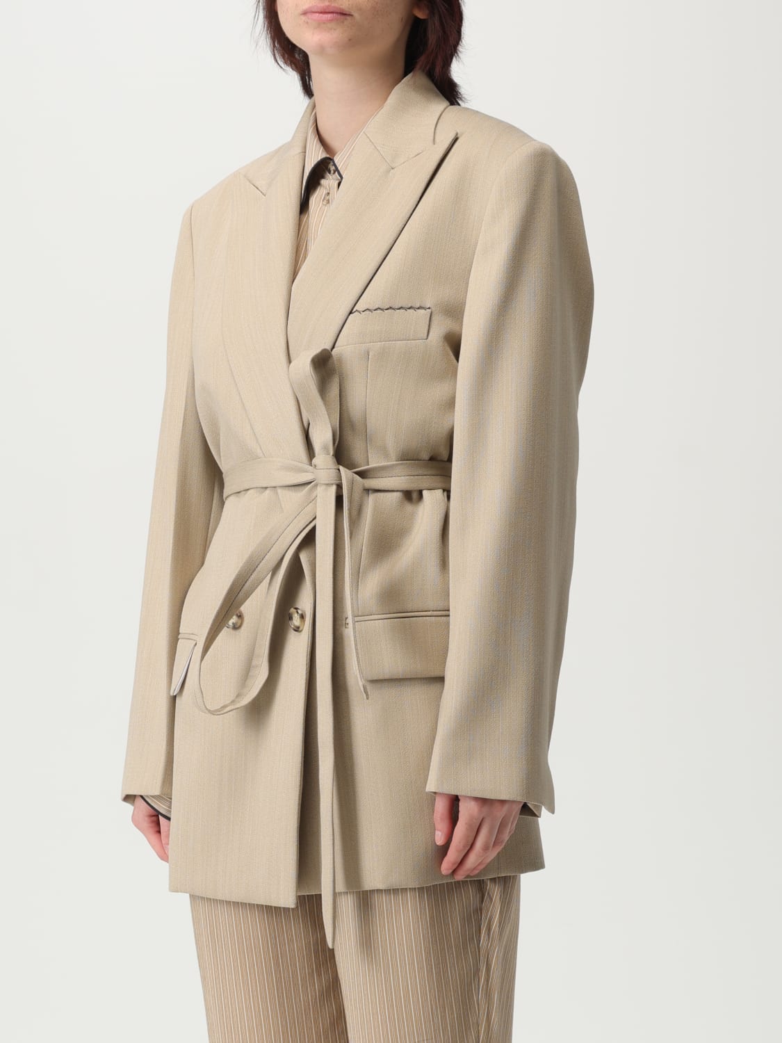 VICTORIA VICTORIA BECKHAM BLAZER: Blazer lungo Victoria Victoria Beckham in lana, Beige - Img 4
