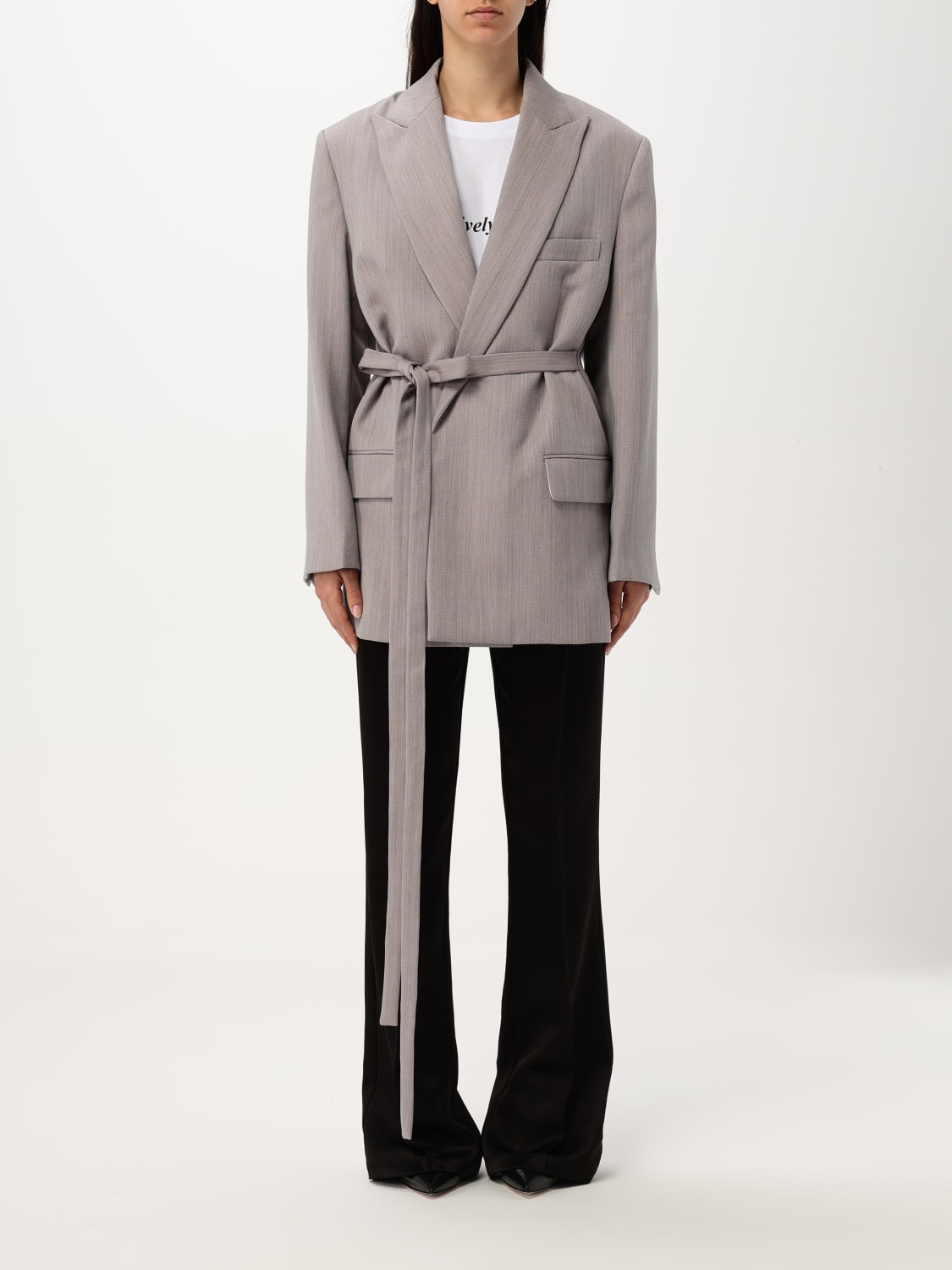 VICTORIA VICTORIA BECKHAM BLAZER: Blazer lungo Victoria Victoria Beckham in lana, Quarzo - Img 1