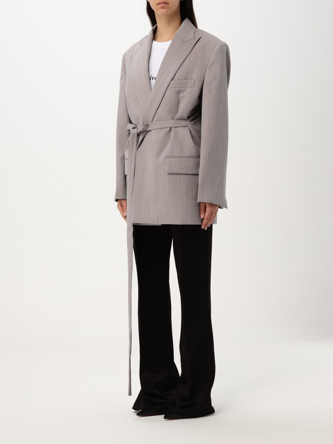VICTORIA VICTORIA BECKHAM BLAZER: Blazer lungo Victoria Victoria Beckham in lana, Quarzo - Img 4
