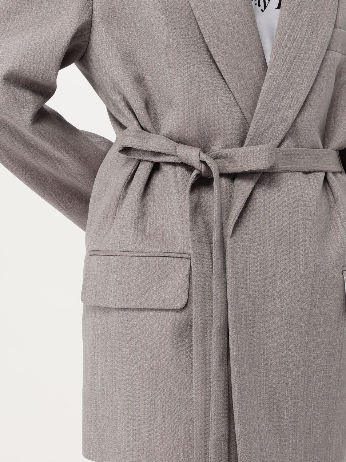 VICTORIA VICTORIA BECKHAM BLAZER: Blazer lungo Victoria Victoria Beckham in lana, Quarzo - Img 5