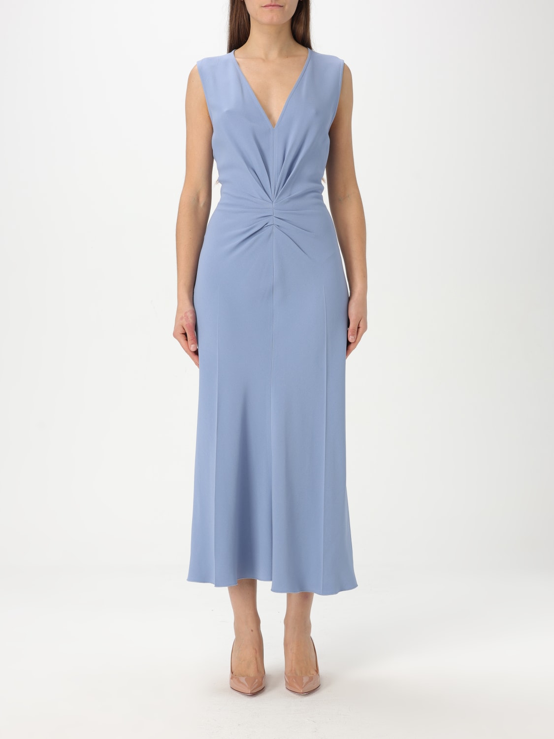 VICTORIA VICTORIA BECKHAM ABITO: Abito basic Victoria Victoria Beckham in misto viscosa , Blue - Img 1