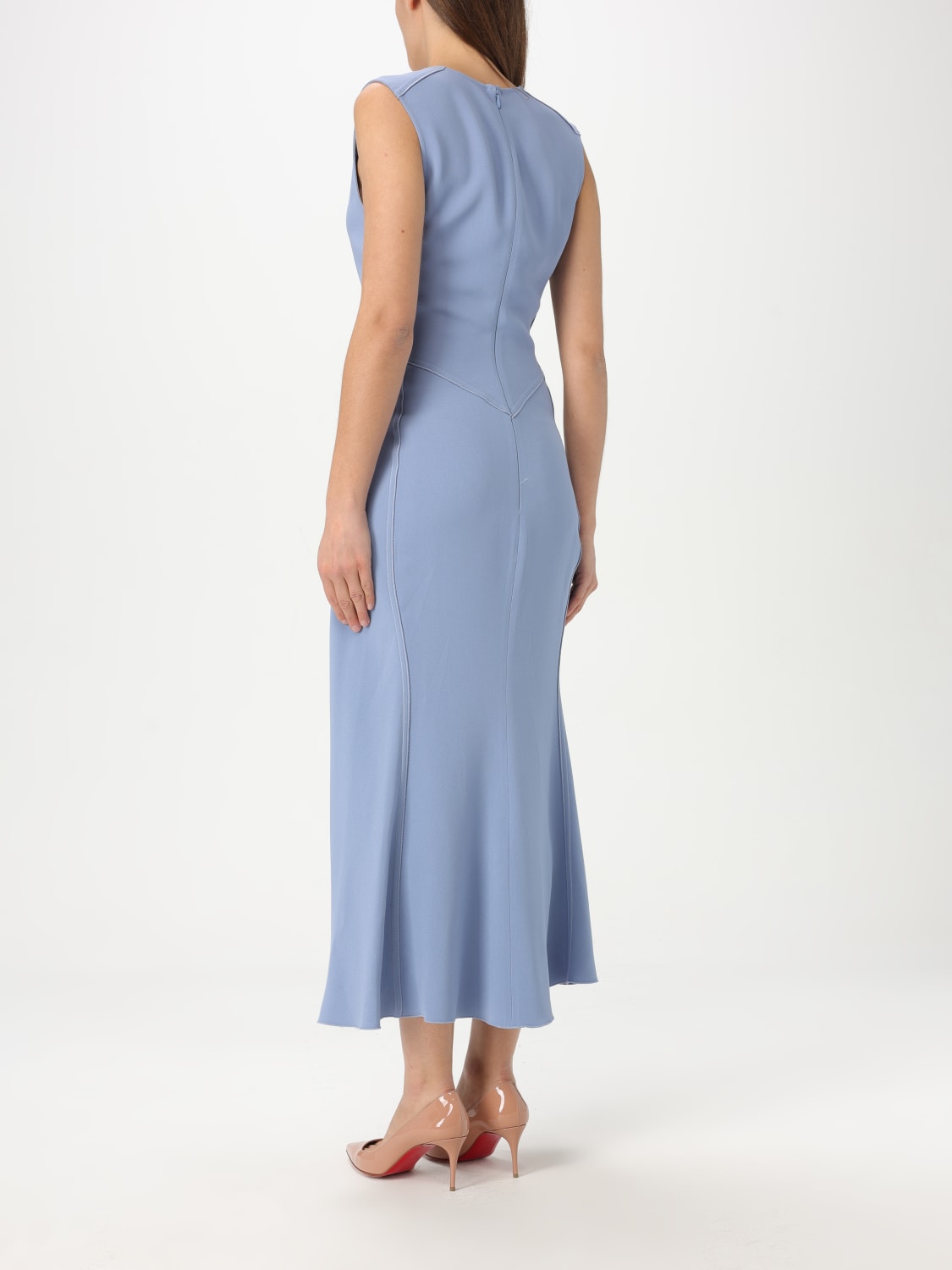 VICTORIA VICTORIA BECKHAM ABITO: Abito basic Victoria Victoria Beckham in misto viscosa , Blue - Img 2