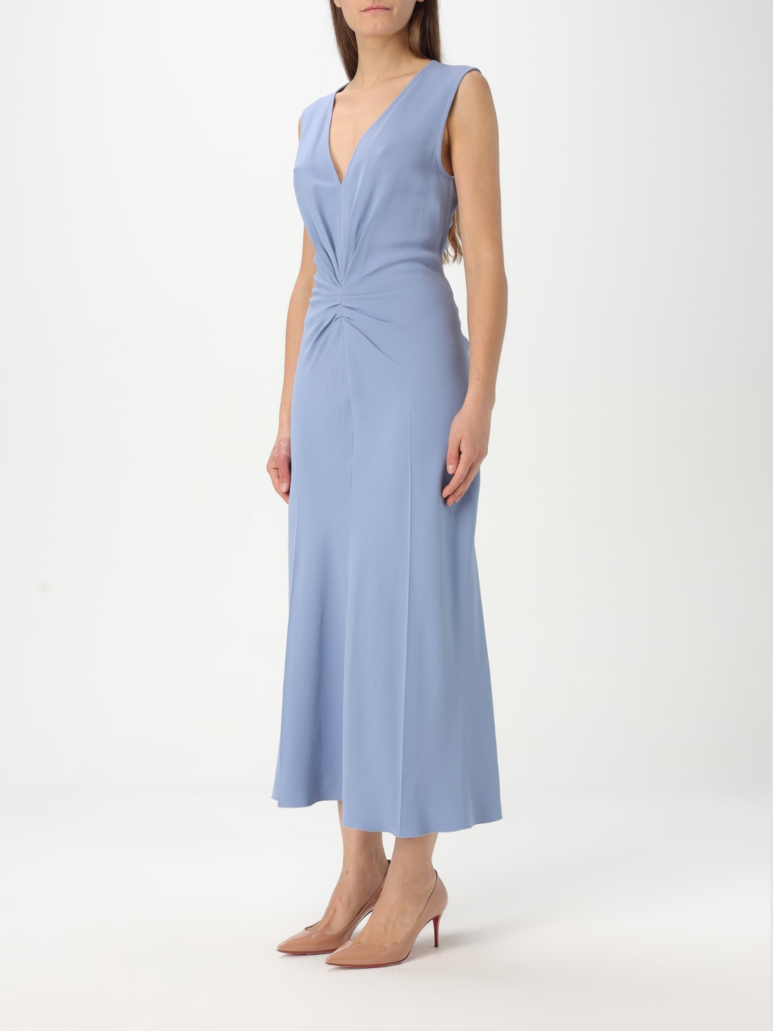 VICTORIA VICTORIA BECKHAM ABITO: Abito basic Victoria Victoria Beckham in misto viscosa , Blue - Img 3