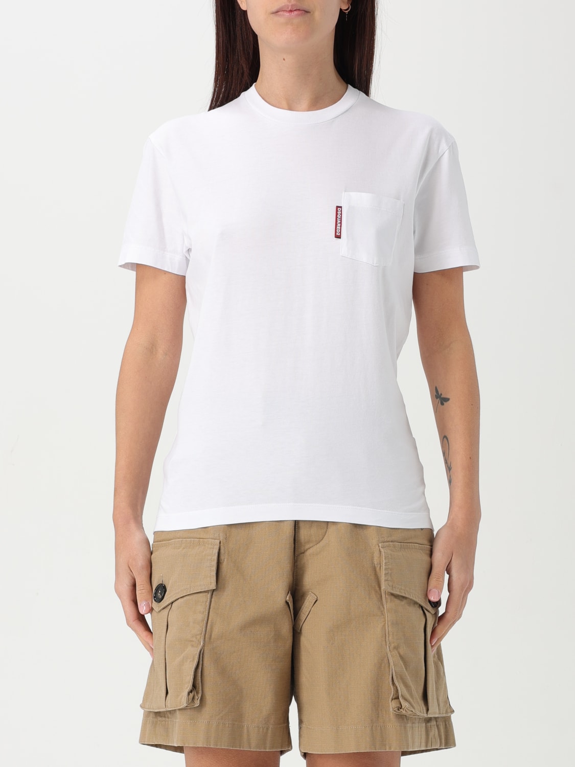 Tシャツ・カットソー DSQUARED2 Woman T-Shirt White S75GD0471D20020 964 Dsquared2 Women's White Short Sleeve T-Shirt US M IT 42 | eBay