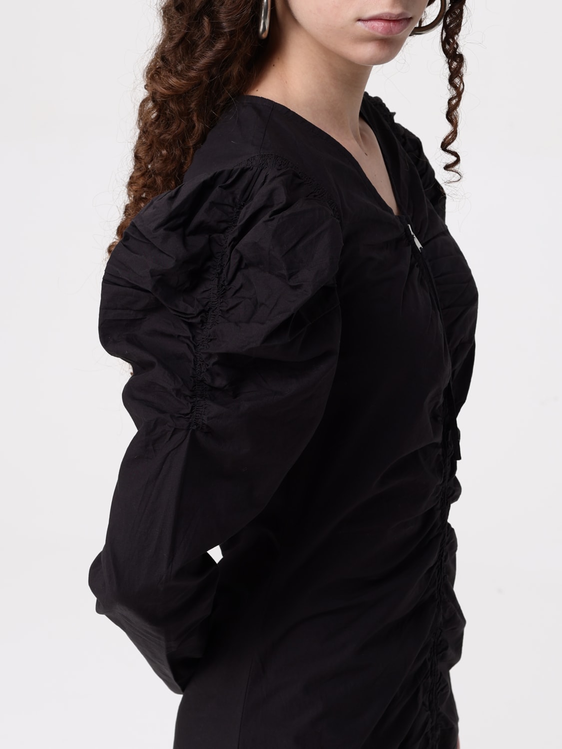 ISABEL MARANT ETOILE ABITO: Abito Isabel Marant Etoile in cotone arricciato , Nero - Img 4