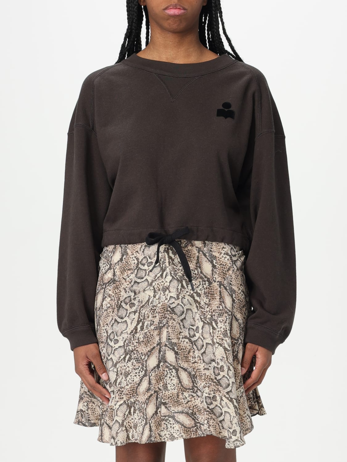 ISABEL MARANT ETOILE FELPA: Felpa in misto cotone con logo Isabel Marant Etoile, Nero - Img 1