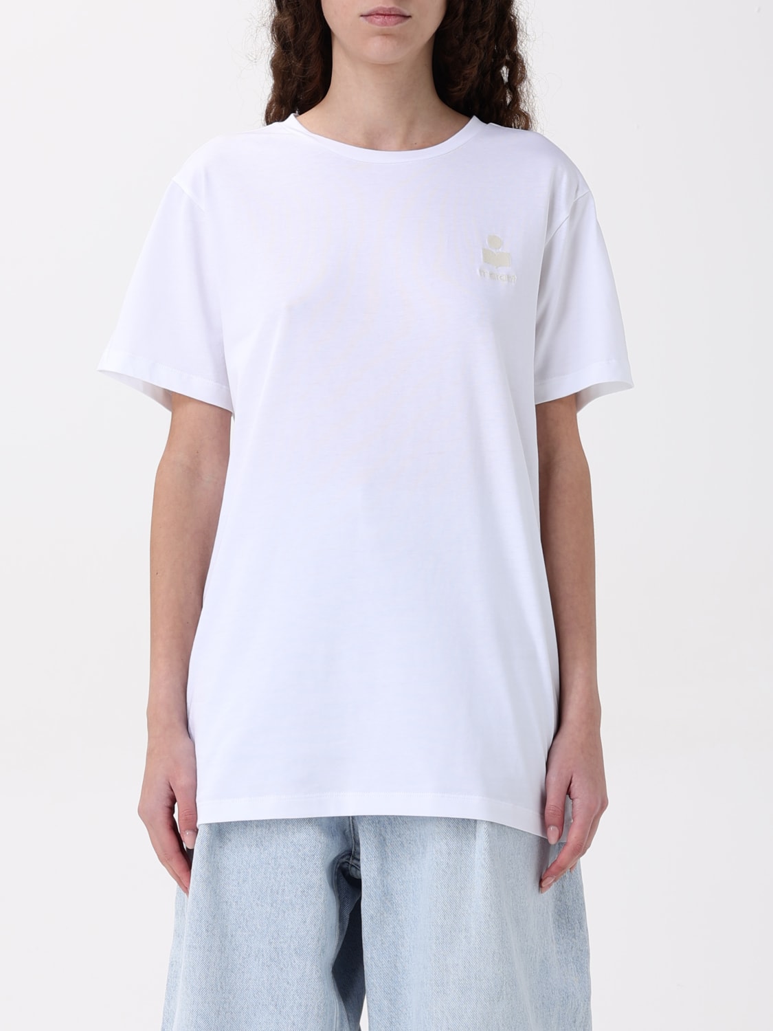ISABEL MARANT ETOILE T-SHIRT: T-shirt in cotone con logo ricamato Isabel Marant Etoile, Bianco - Img 1