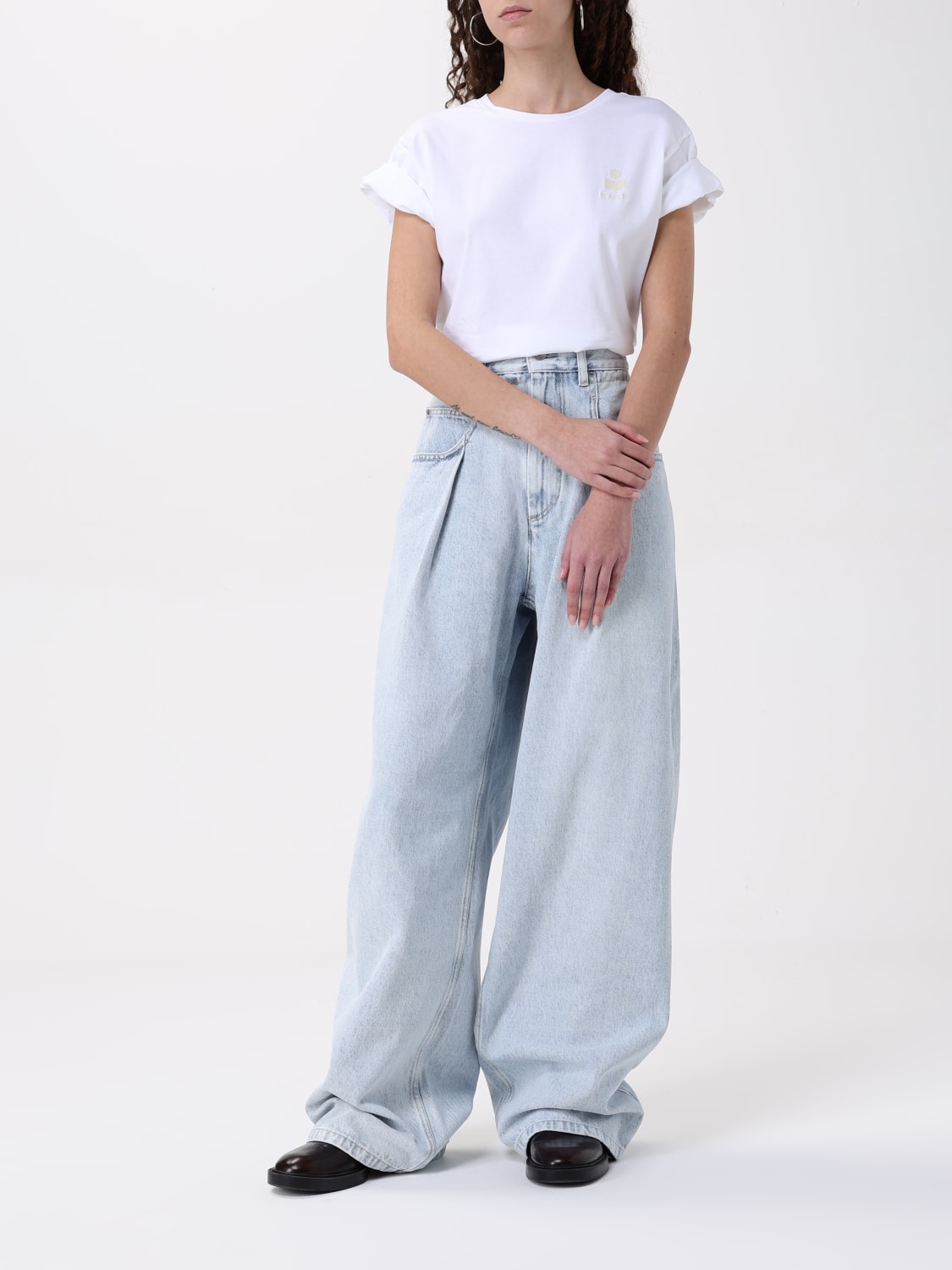ISABEL MARANT ETOILE T-SHIRT: T-shirt in cotone con logo ricamato Isabel Marant Etoile, Bianco - Img 2