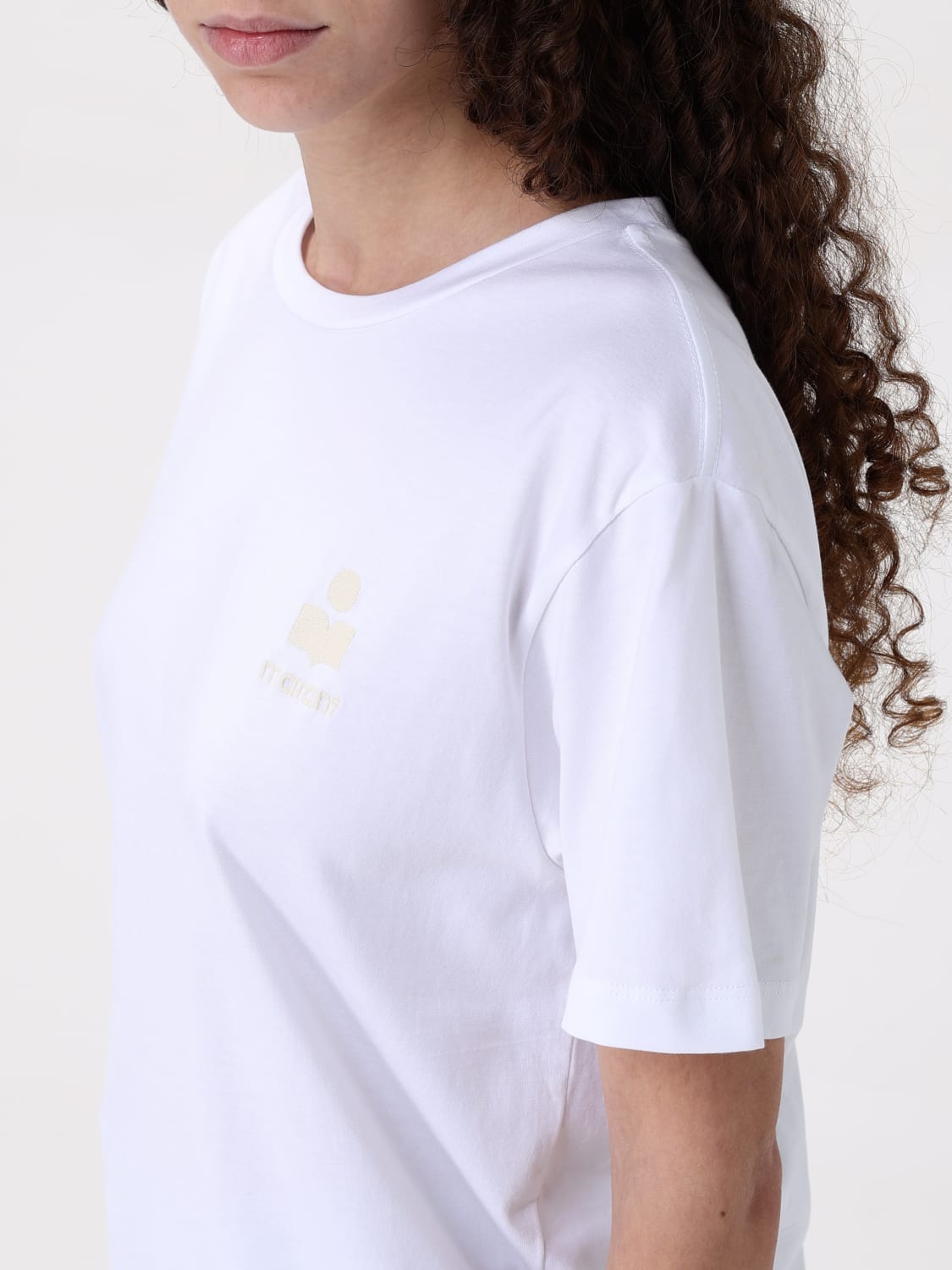 ISABEL MARANT ETOILE T-SHIRT: T-shirt in cotone con logo ricamato Isabel Marant Etoile, Bianco - Img 4