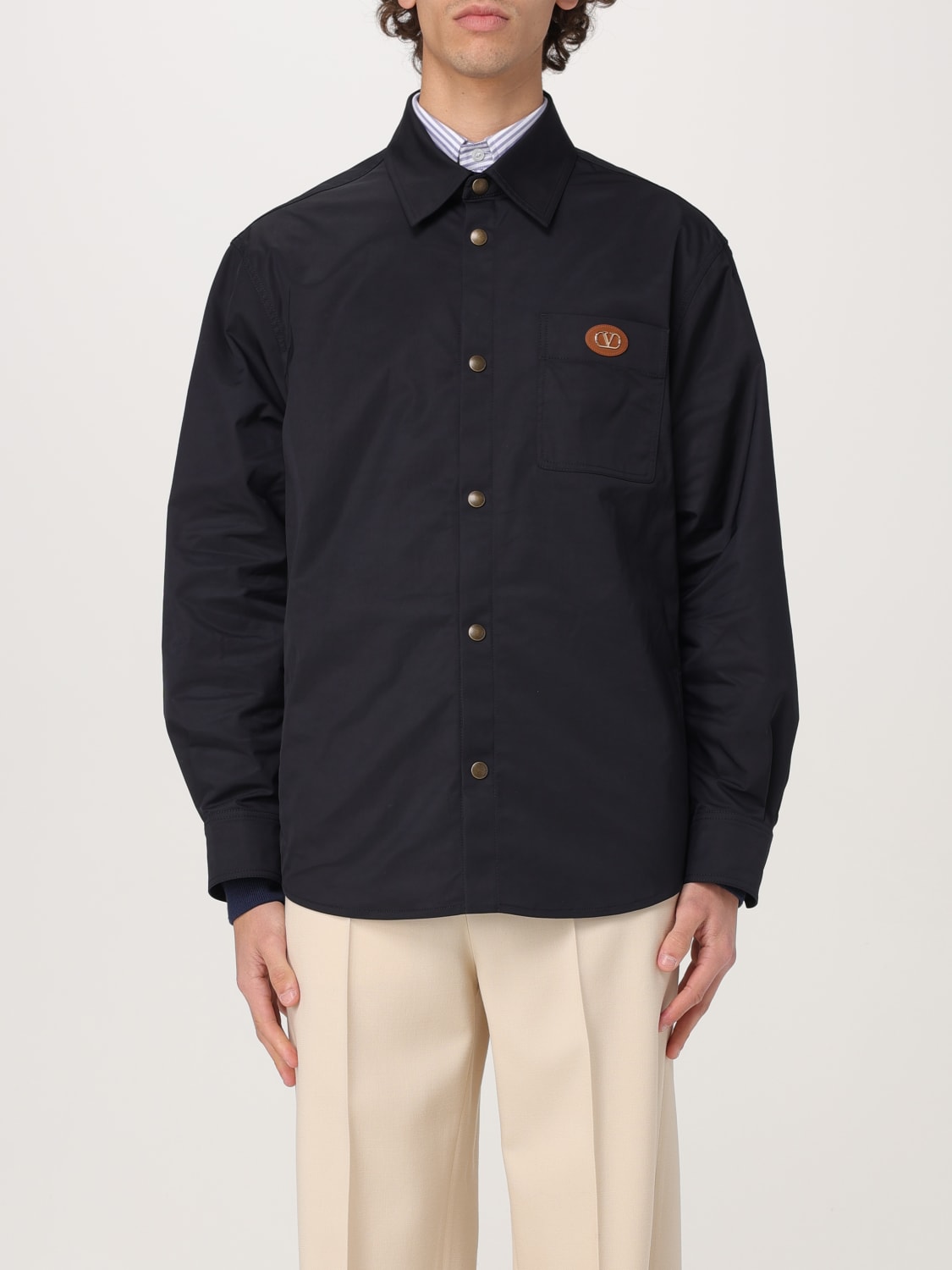 VALENTINO GIACCA: Bomber Valentino in nylon , Blue Navy - Img 1