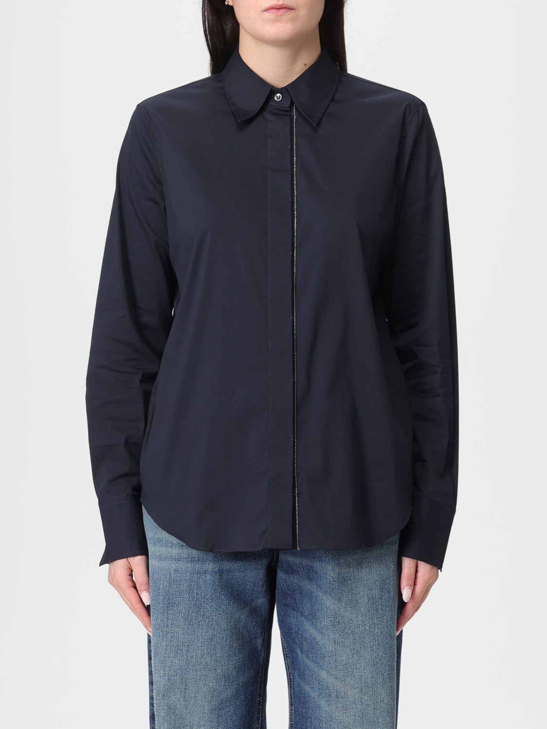 BRUNELLO CUCINELLI HEMDBLUSE: Hemdbluse damen Brunello Cucinelli, Blau - Img 1