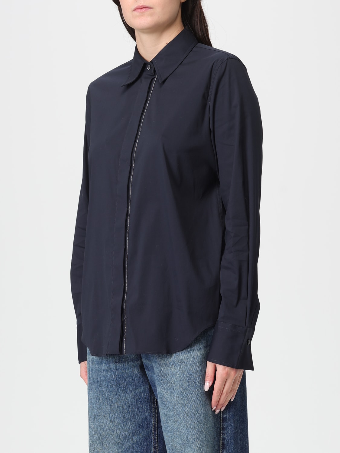 BRUNELLO CUCINELLI HEMDBLUSE: Hemdbluse damen Brunello Cucinelli, Blau - Img 4