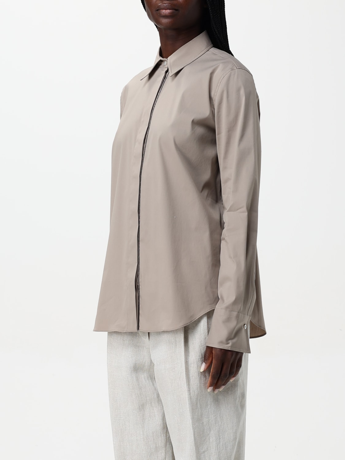 BRUNELLO CUCINELLI CHEMISE: Chemise femme Brunello Cucinelli, Marron - Img 4