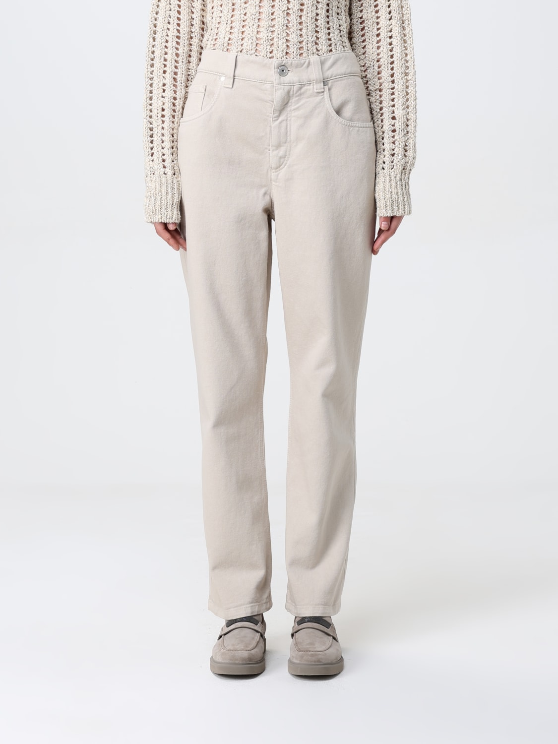 デニム・ジーパン BRUNELLO CUCINELLI Woman Jeans Ivory M0H81P5758 BRUNELLO CUCINELLI: Pants woman - Ivory | Brunello Cucinelli
