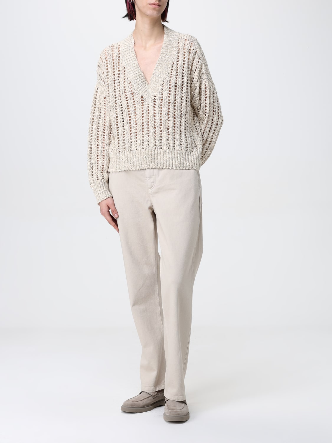 デニム・ジーパン BRUNELLO CUCINELLI Woman Jeans Ivory M0H81P5758 BRUNELLO CUCINELLI: Pants woman - Ivory | Brunello Cucinelli
