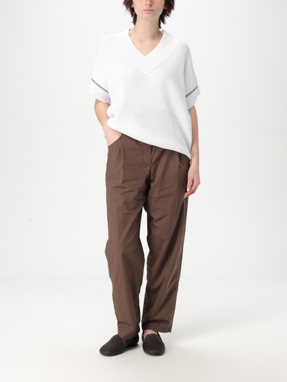 パンツ BRUNELLO CUCINELLI Women Straight Pants M0H93P8907 C8705 Bro BRUNELLO CUCINELLI: Pants woman - Cocoa | Brunello Cucinelli