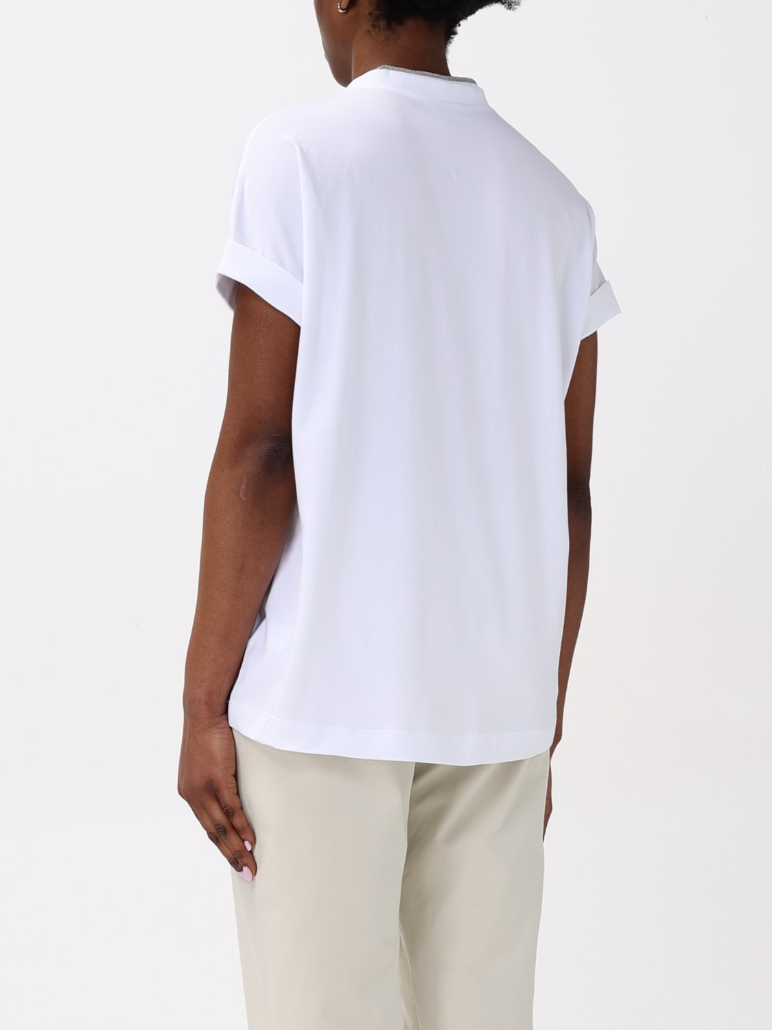 BRUNELLO CUCINELLI CAMISETA: Camiseta mujer Brunello Cucinelli, Blanco - Img 3