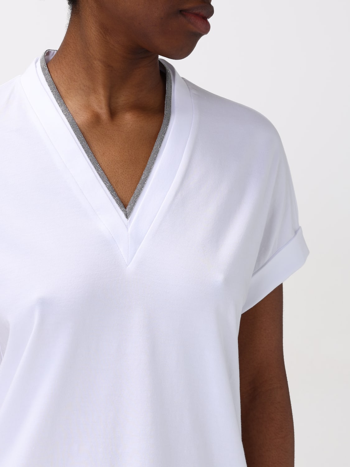 BRUNELLO CUCINELLI CAMISETA: Camiseta mujer Brunello Cucinelli, Blanco - Img 5