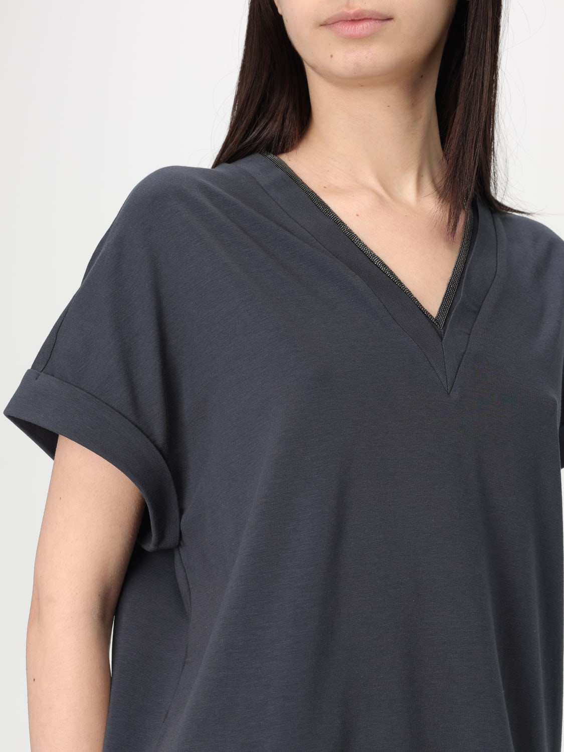 BRUNELLO CUCINELLI T-SHIRT: T-shirt woman Brunello Cucinelli, Blue - Img 5