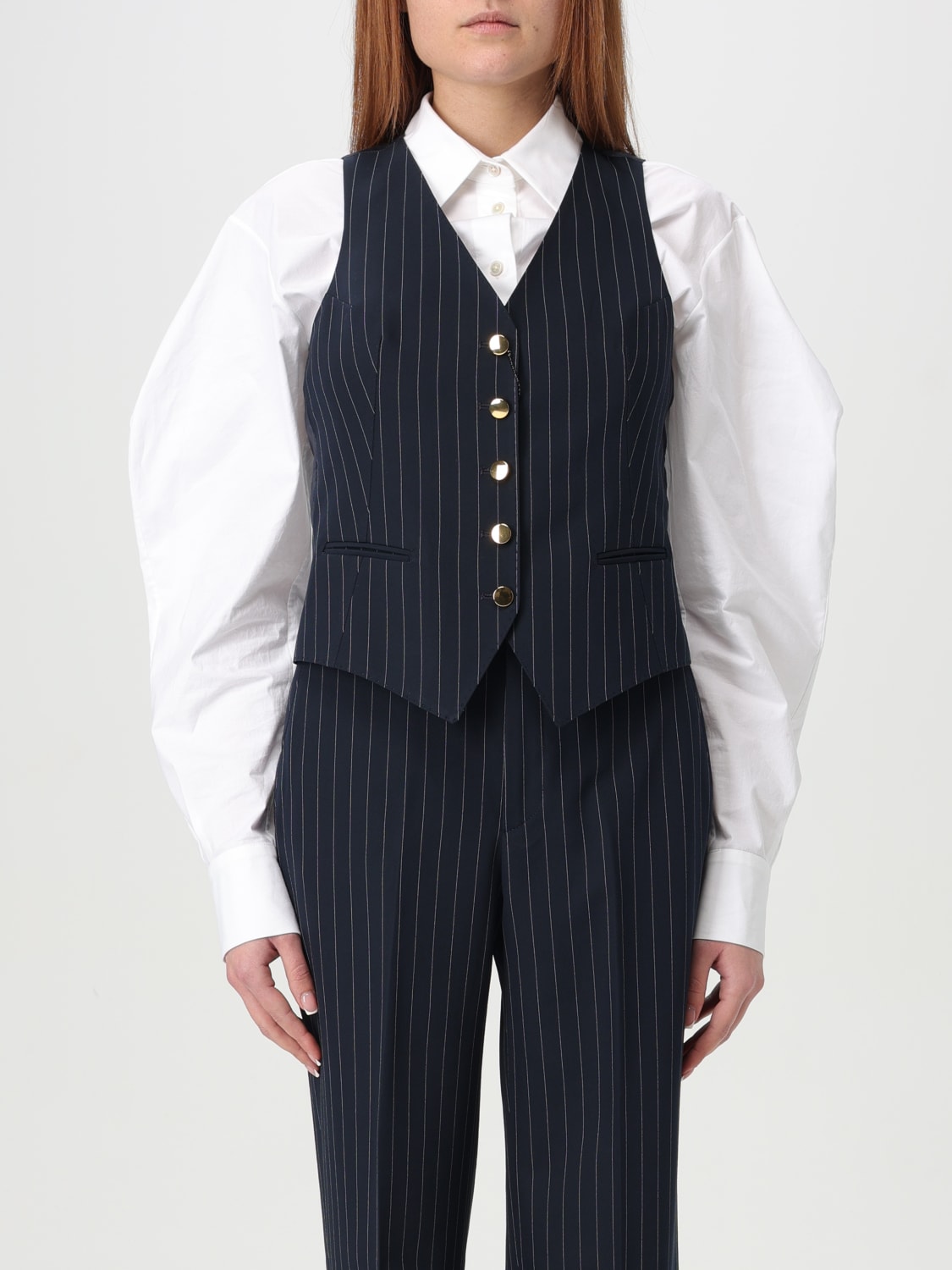 アウターその他 TAGLIATORE Woman Waistcoat Blue GISELLEM50006 B1107 TAGLIATORE: Jacket woman - Blue | Tagliatore waistcoat