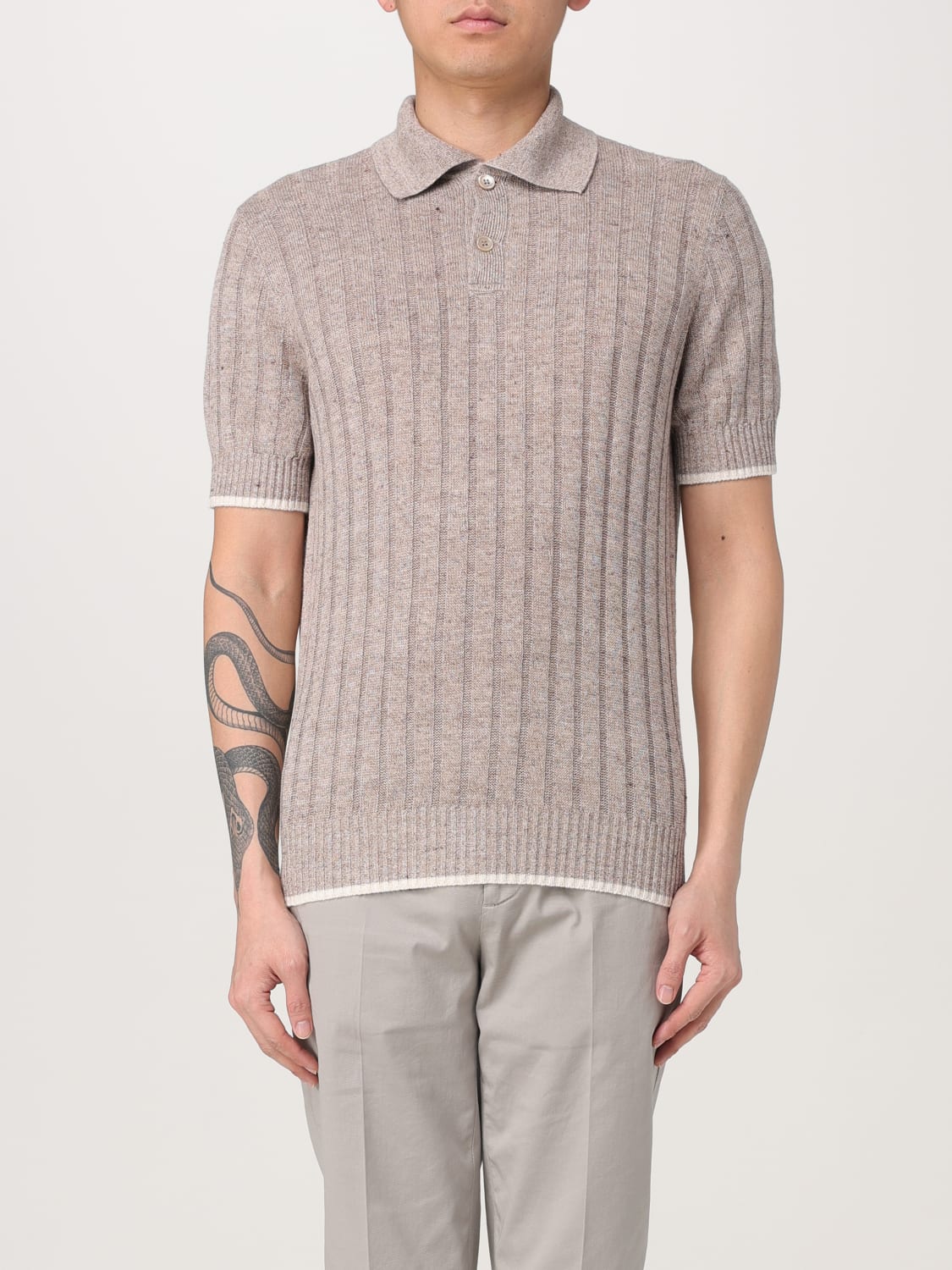 Tシャツ・カットソー BRUNELLO CUCINELLI SS25 Ribbed polo shirt (M2L707605 CP843) Brunello Cucinelli - Grey Ribbed Short Sleeve Polo