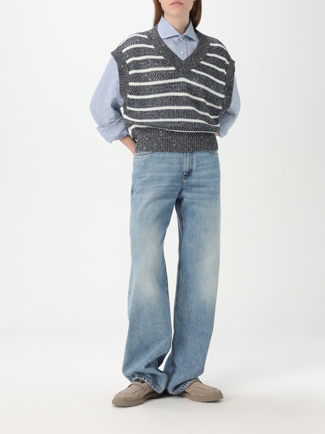 デニム・ジーパン BRUNELLO CUCINELLI Woman Jeans Blue MA095P5565 C9012 BRUNELLO CUCINELLI: Jeans woman - Blue | Brunello Cucinelli