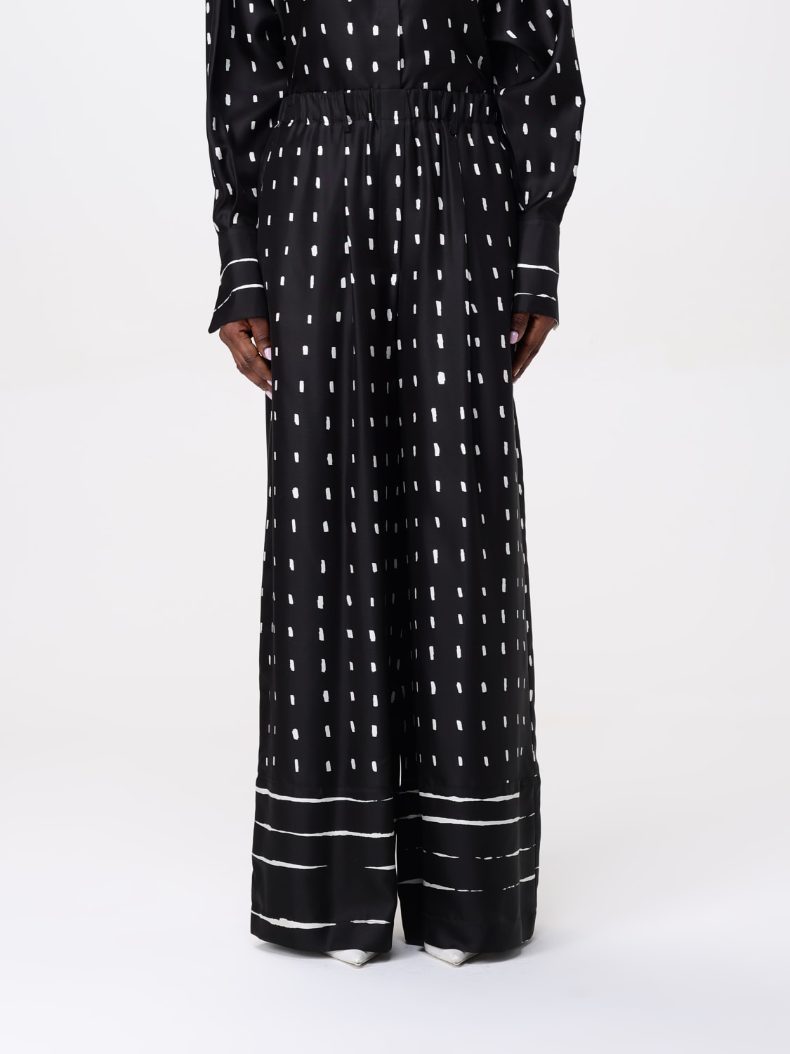 パンツ ALYSI Woman Pants Black 105156P5012 DONE POPLIN PANTS WIDE LEG Black – Alysi