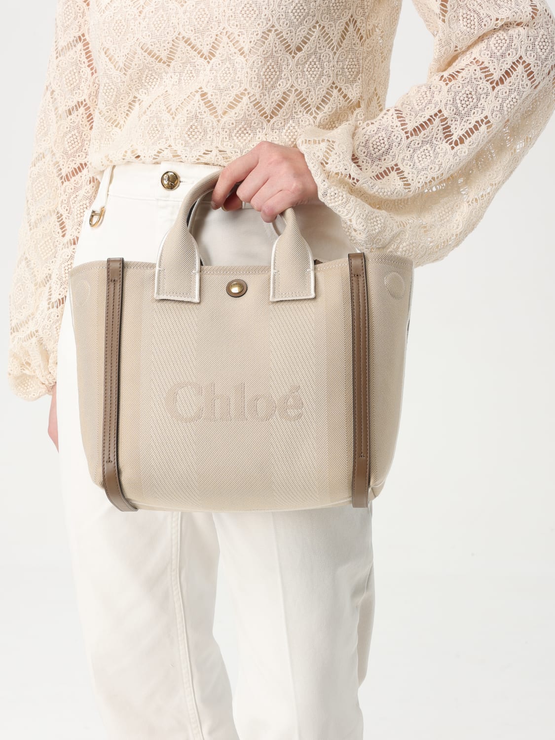 CHLOÉ: Handbag woman - Beige | Chloé tote bags CHC25SS911O65