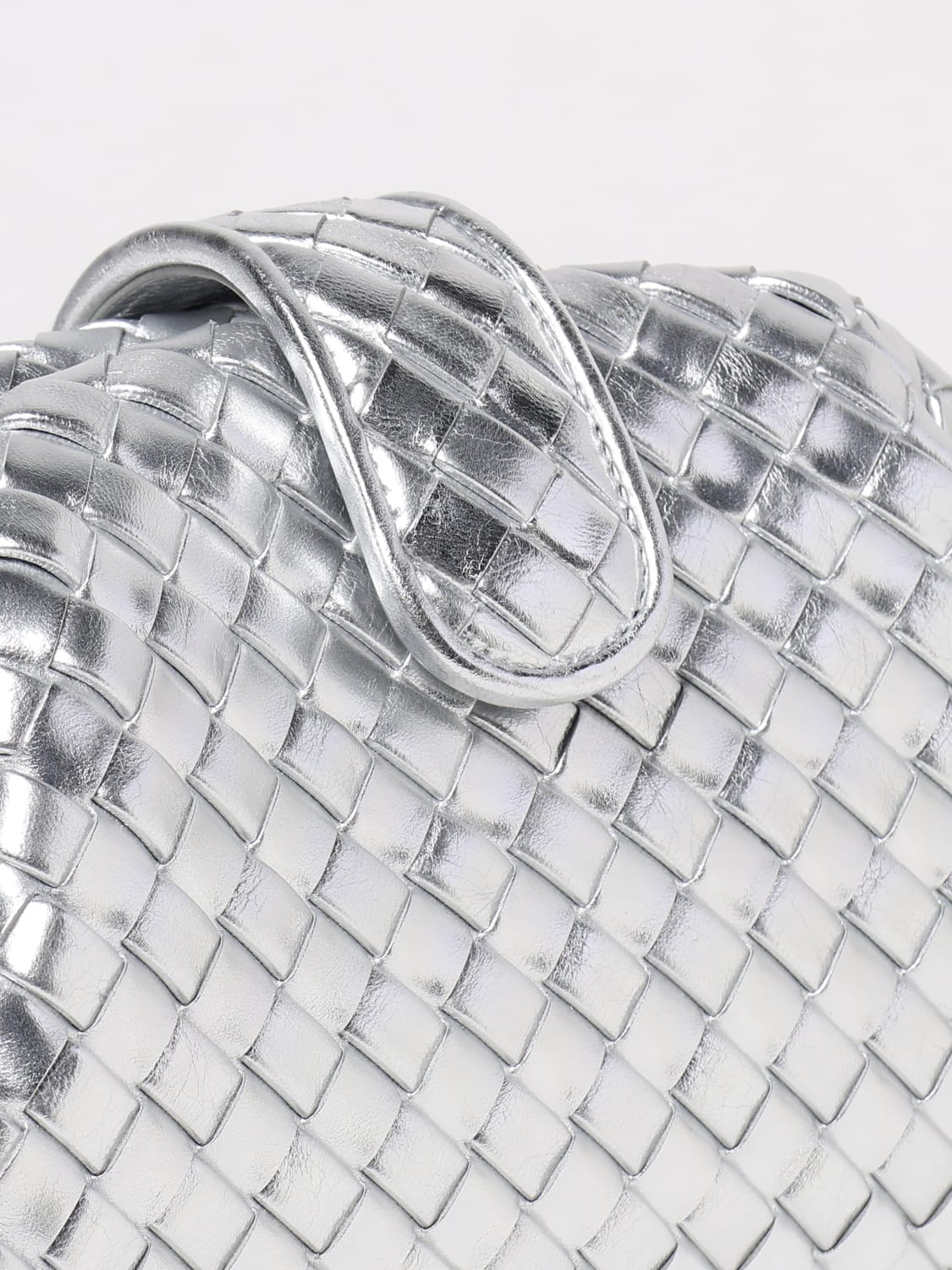 Bottega Veneta Silver Leather Bangle