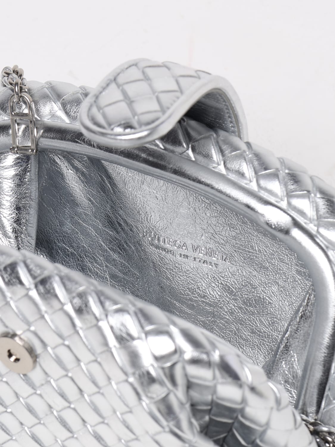 Bottega Veneta Silver Leather Bangle