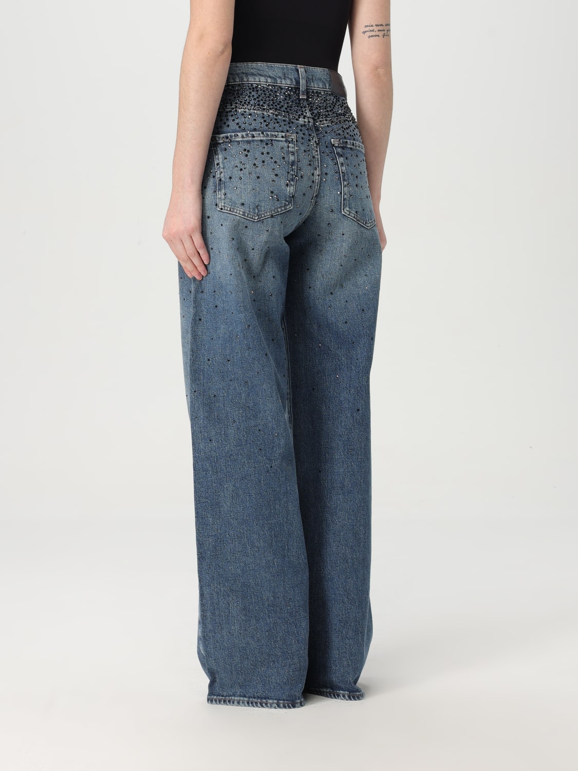 デニム・ジーパン 7 FOR ALL MANKIND Women Denim Pants JSSTC100MODARK BLUE Blue 7 For All Mankind Women's Dojo Jeans, Dark New York at