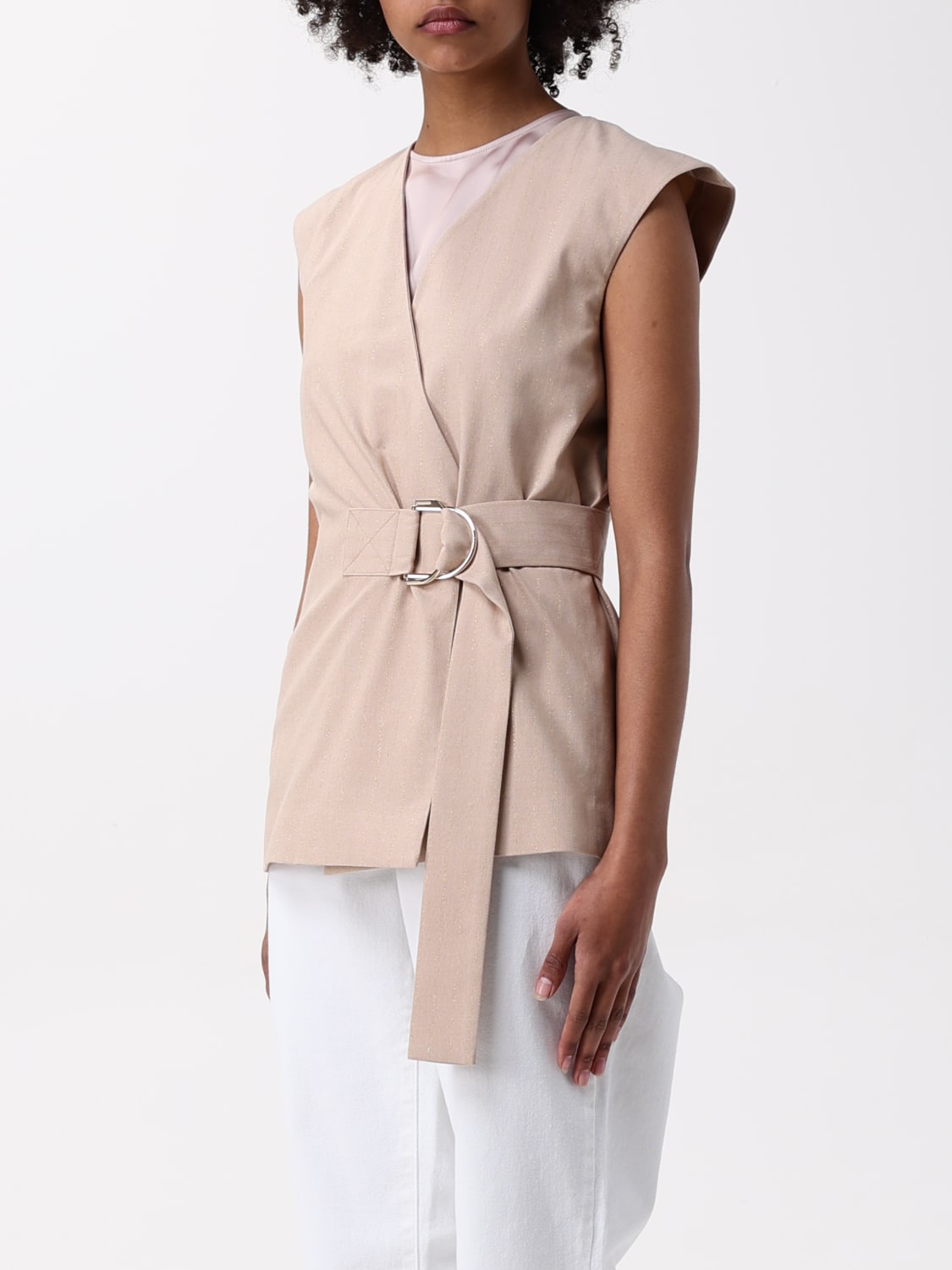 アウターその他 LIU JO Woman Waistcoat Brown CA5347T1973 A4326 LIU JO: Jacket woman - Brown | Liu Jo waistcoat CA5347T1973