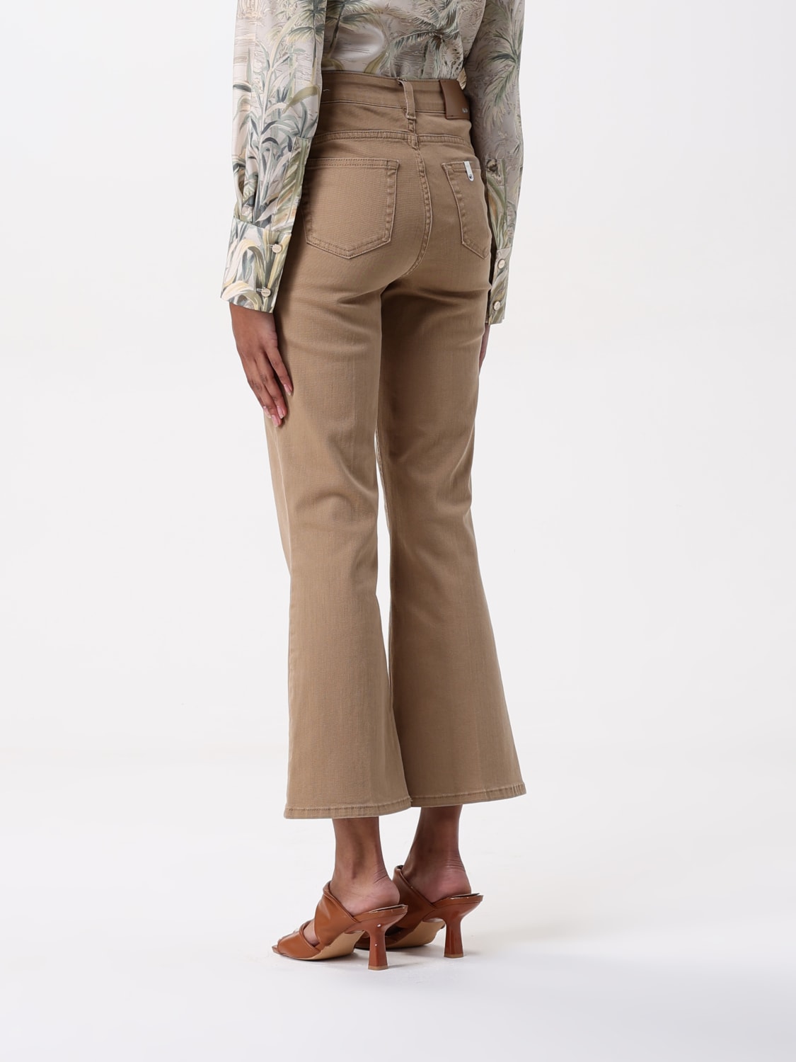 LIU JO PANTALONE: Pantalone flared Liu Jo in cotone stretch , Beige - Img 2