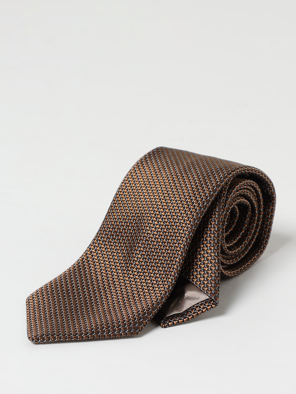 EMPORIO ARMANI CRAVATTA: Cravatta Emporio Armani in seta jacquard , Marrone - Img 1