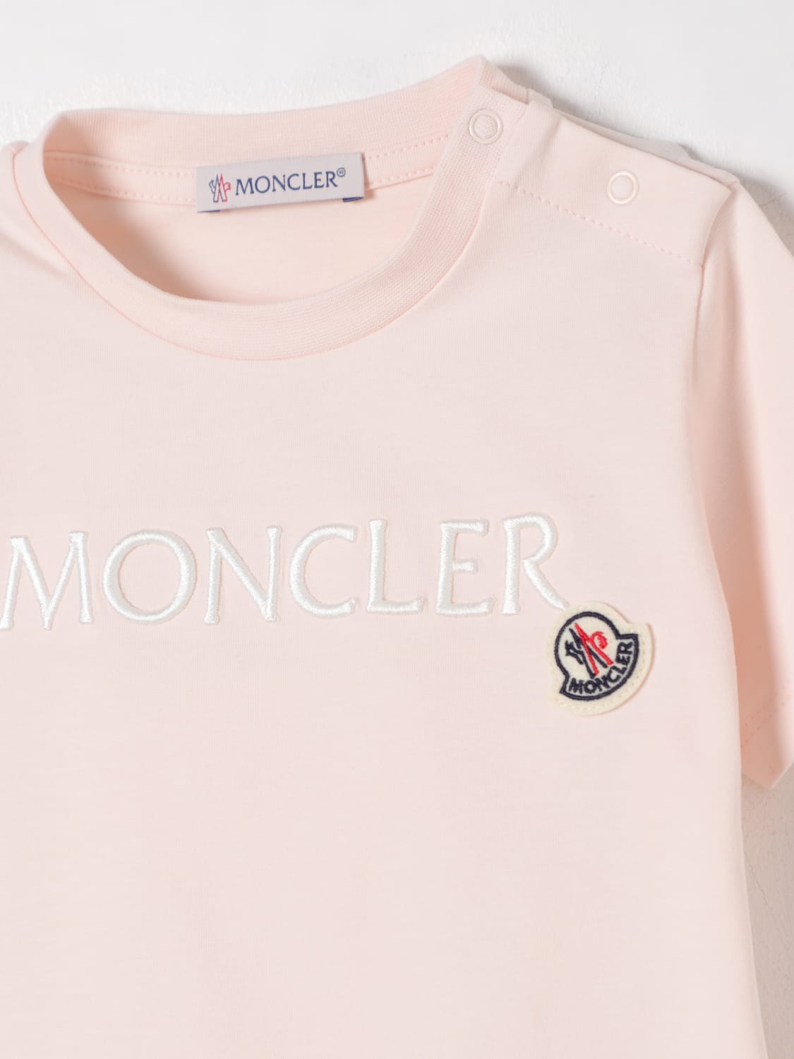 MONCLER T-SHIRT: T-shirt in cotone con logo Moncler, Rosa - Img 3