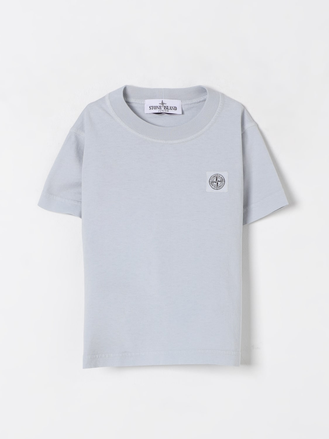 STONE ISLAND JUNIOR T-SHIRT: T-shirt in cotone con mini logo Stone Island Junior, Blue - Img 1