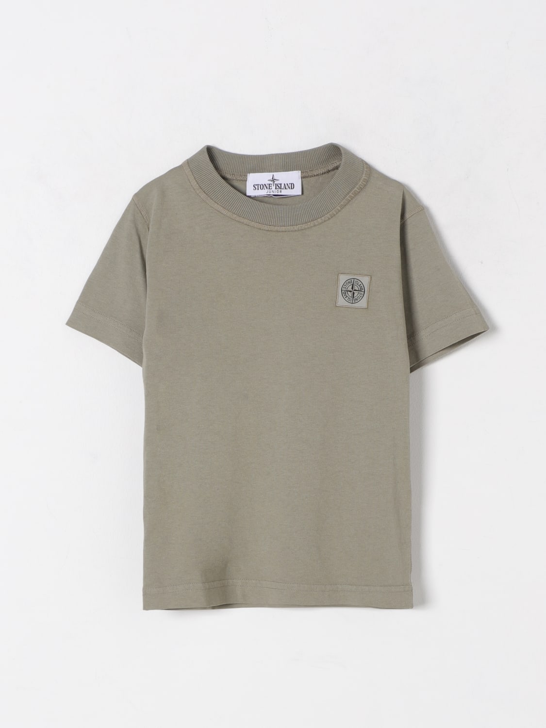STONE ISLAND JUNIOR T-SHIRT: T-shirt in cotone con mini logo Stone Island Junior, Marrone - Img 1