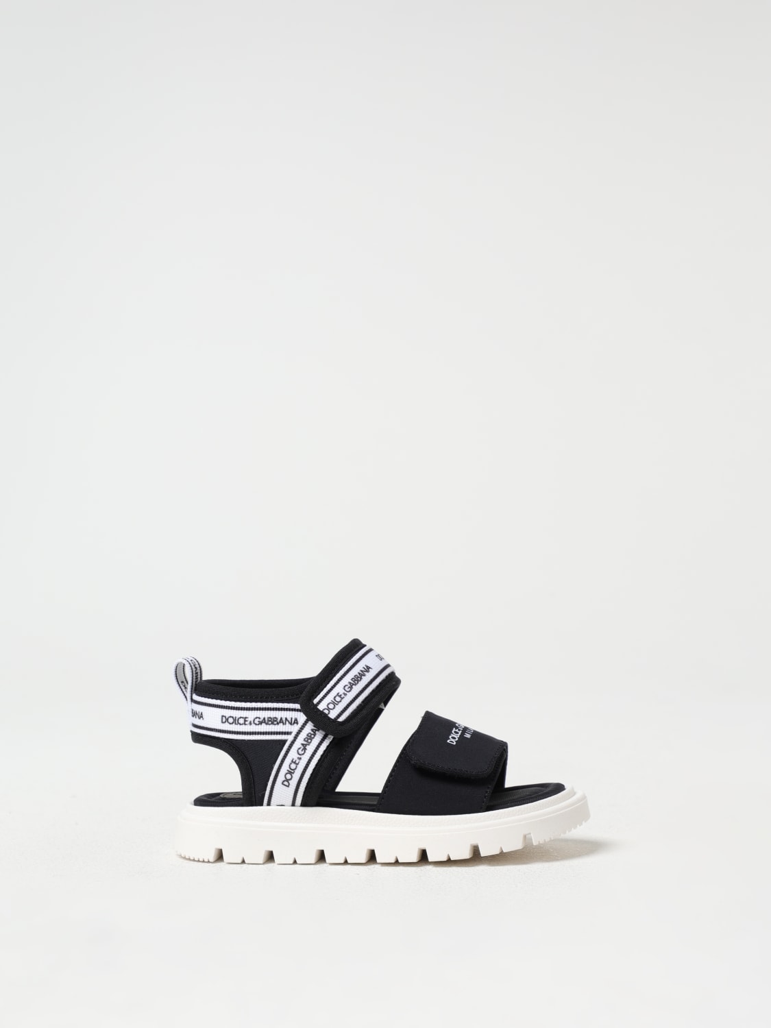 DOLCE & GABBANA SCARPE: Sandalo primi passi con logo Dolce & Gabbana, Nero - Img 1