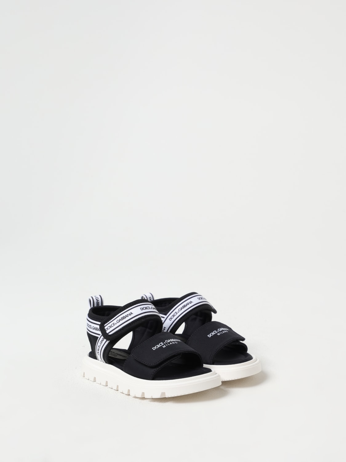 DOLCE & GABBANA SCARPE: Sandalo primi passi con logo Dolce & Gabbana, Nero - Img 2