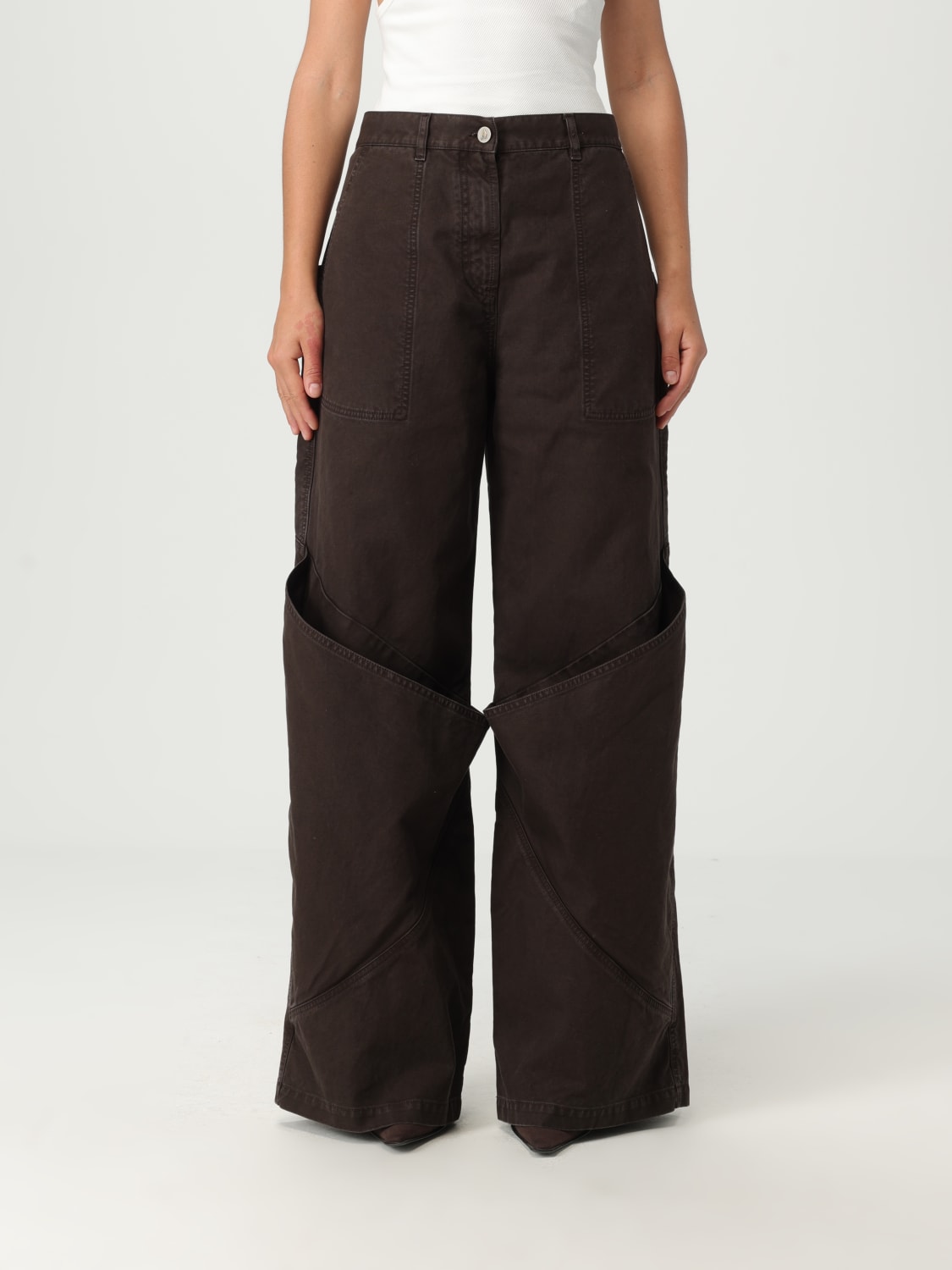 THE ATTICO PANTALONI: Pantalone The Attico in cotone , Marrone - Img 1