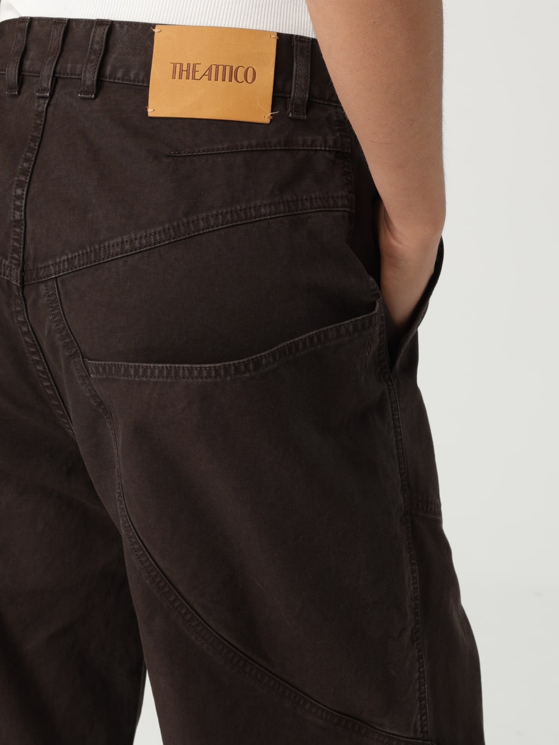 THE ATTICO PANTALONI: Pantalone The Attico in cotone , Marrone - Img 5