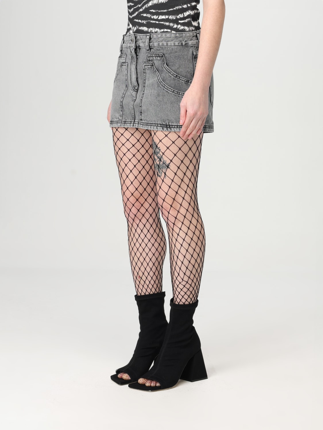 THE ATTICO GONNA: Gonna mini The Attico in denim , Nero - Img 4