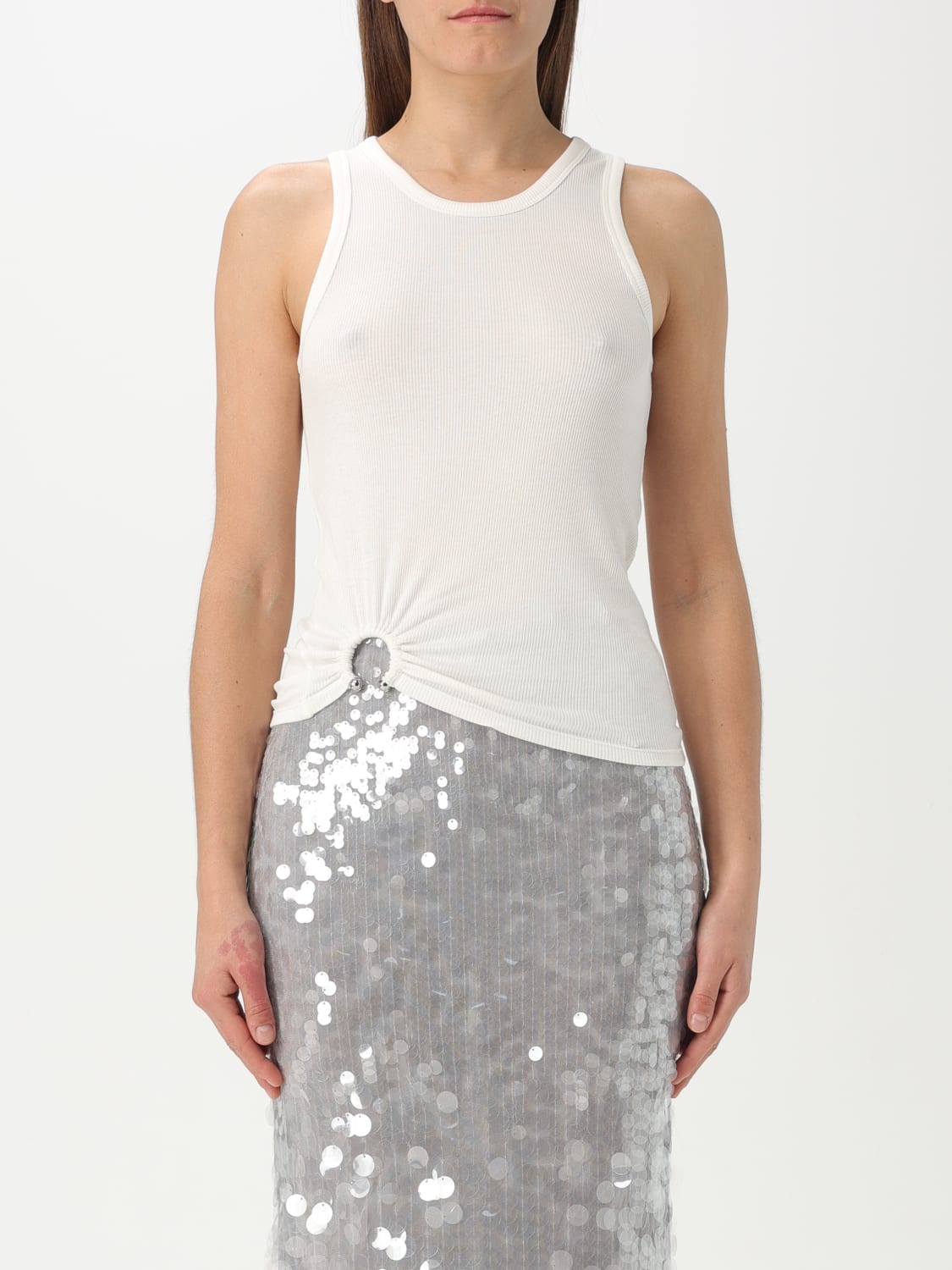 RABANNE TOP: Rabanne stretch cotton top, White - Img 1