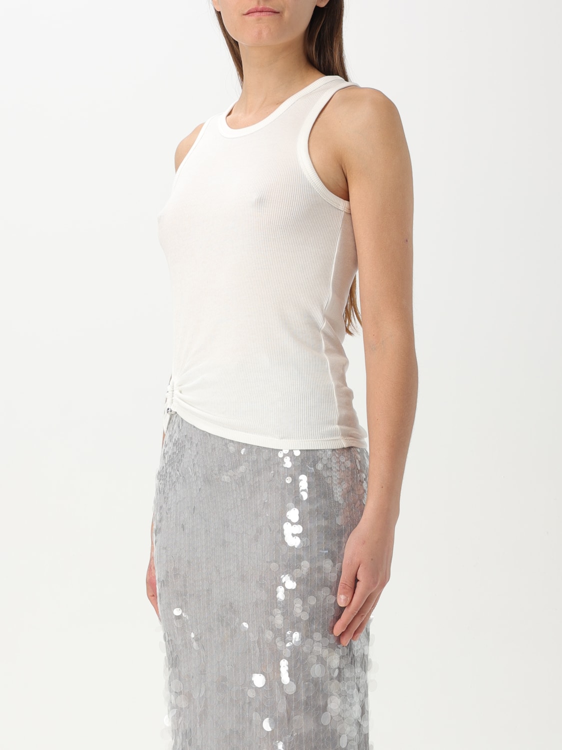 RABANNE TOP: Rabanne stretch cotton top, White - Img 4