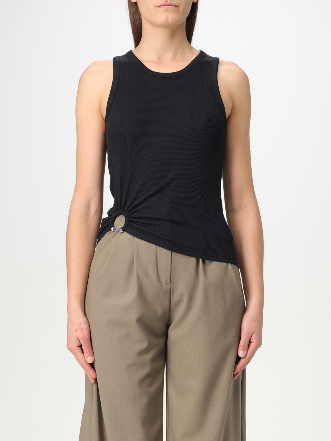 RABANNE TOP: Rabanne stretch cotton top, Black - Img 1