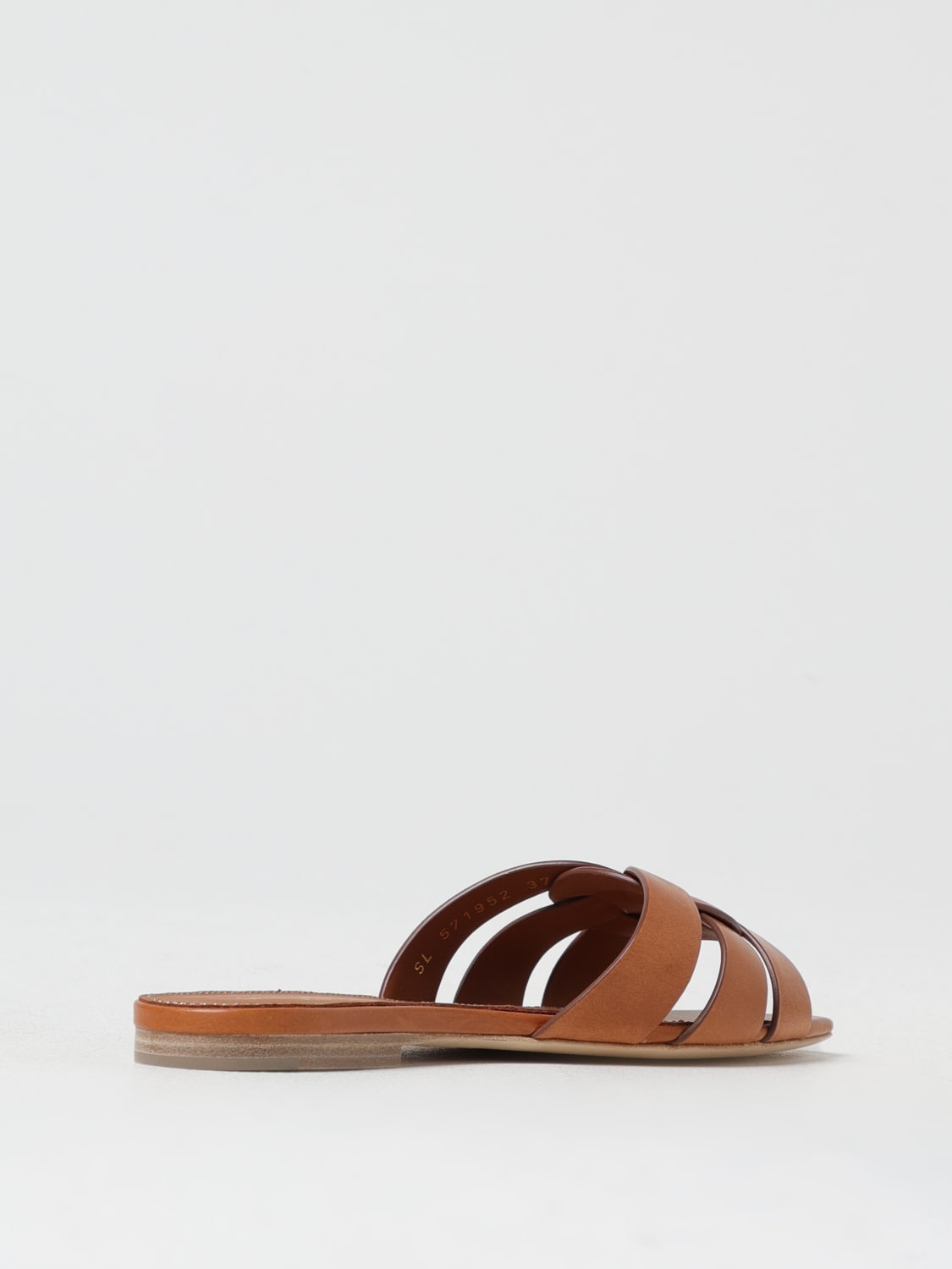SAINT LAURENT SANDALI BASSI: Sandalo flat Tribute in pelle Saint Laurent, Marrone - Img 3