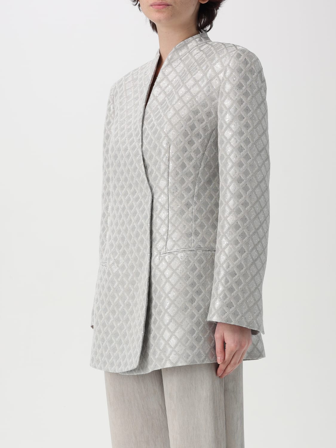 GIORGIO ARMANI BLAZER: Jacket woman Giorgio Armani, Grey - Img 4