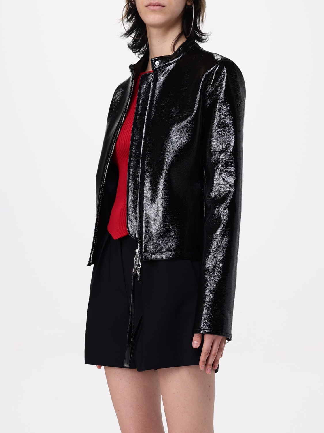 ジャケット COURREGES Women Leather Jackets 125CBL257 VY00149999 Black Courrèges zip-fastening Leather Jacket | Black | FARFETCH