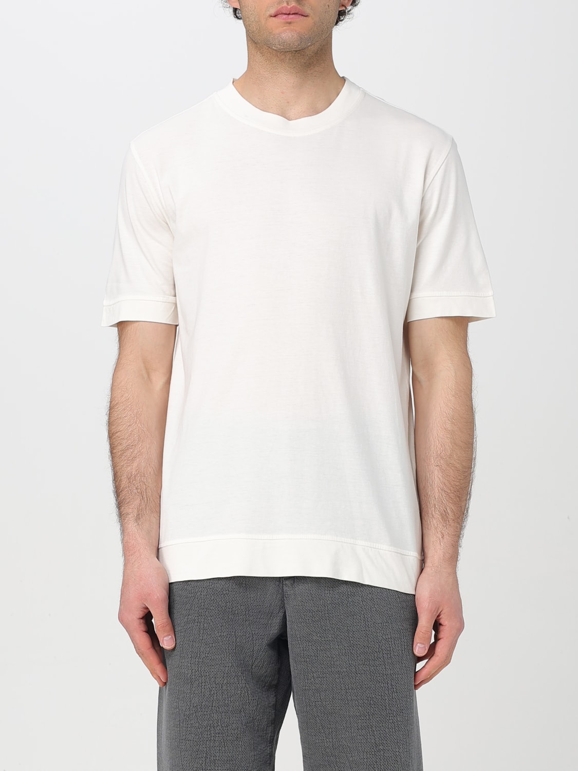 PAOLO PECORA T-SHIRT: T-shirt basic in cotone Paolo Pecora, Panna - Img 1